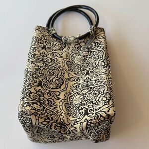 FIT & FRESH INSULATED LUNCH SACK BAG FLORAL BLACK CREAM